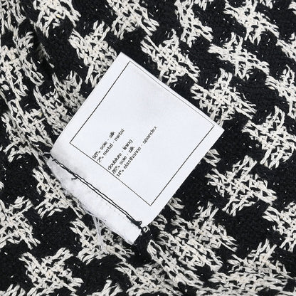 Chanel 2009 Single Breasted Houndstooth Jacket Tweed Black #38