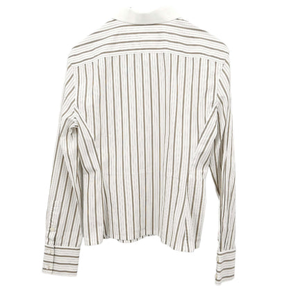 Chanel Striped Blouse Shirt White #38