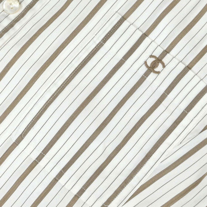 Chanel Striped Blouse Shirt White #38