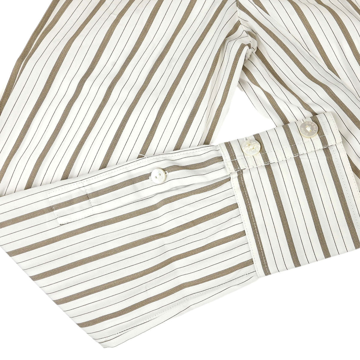 Chanel Striped Blouse Shirt White #38
