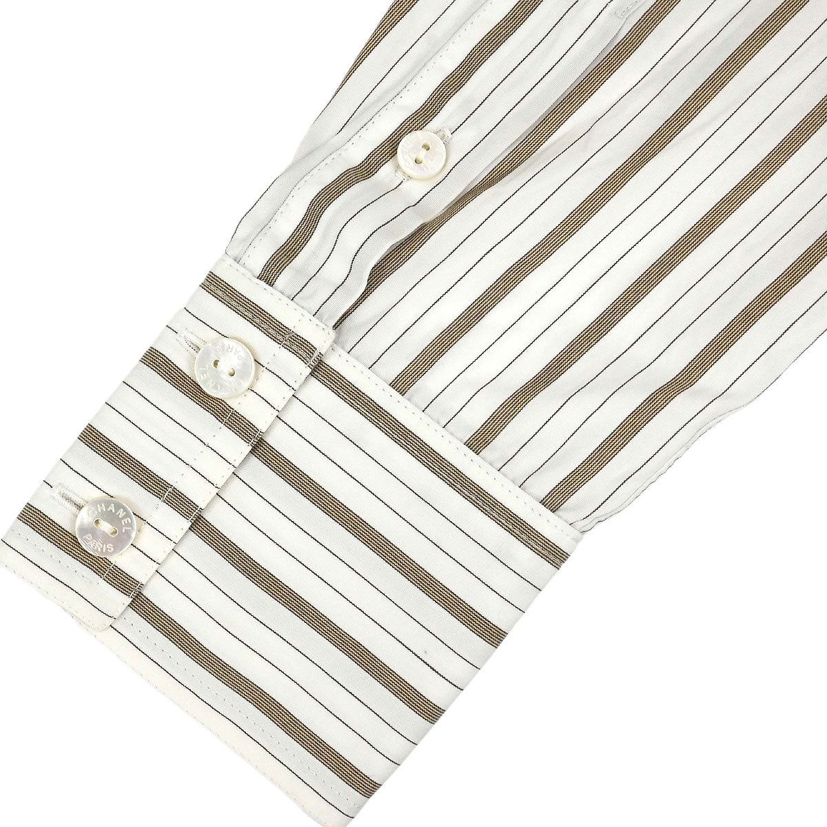 Chanel Striped Blouse Shirt White #38
