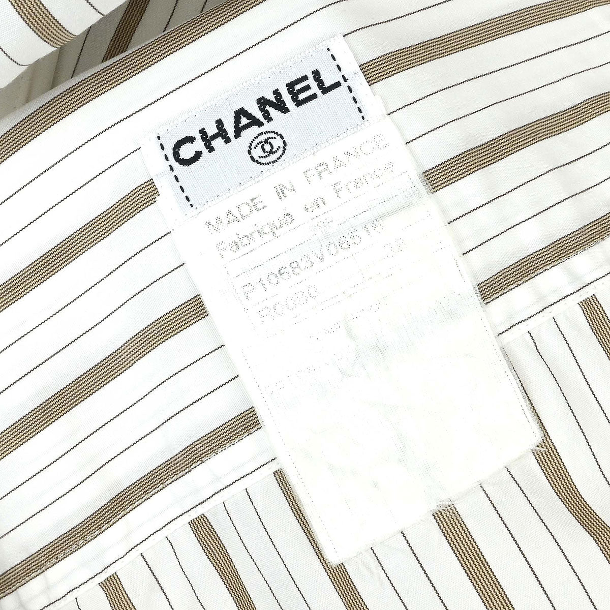 Chanel Striped Blouse Shirt White #38