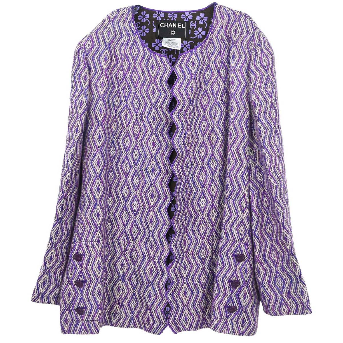Chanel 2001 Collarless Jacket Purple #40