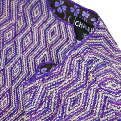 Chanel 2001 Collarless Jacket Purple #40