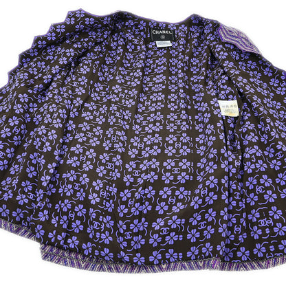 Chanel 2001 Collarless Jacket Purple #40