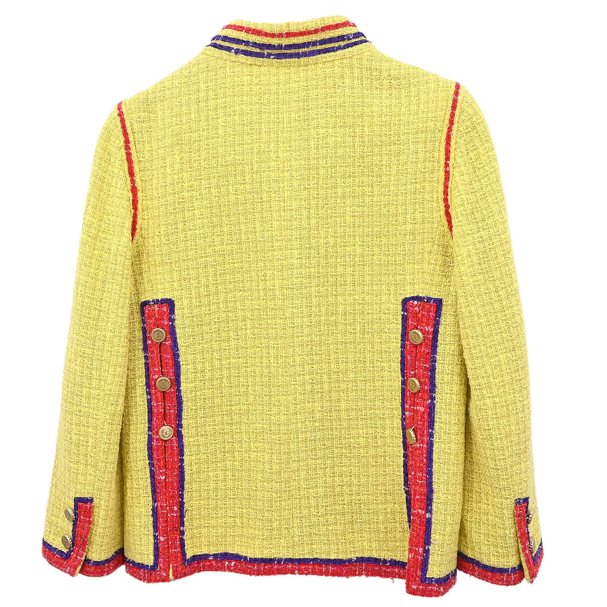 Chanel 2006 Collarless Jacket Tweed Yellow #38