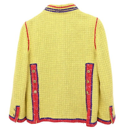 Chanel 2006 Collarless Jacket Tweed Yellow #38