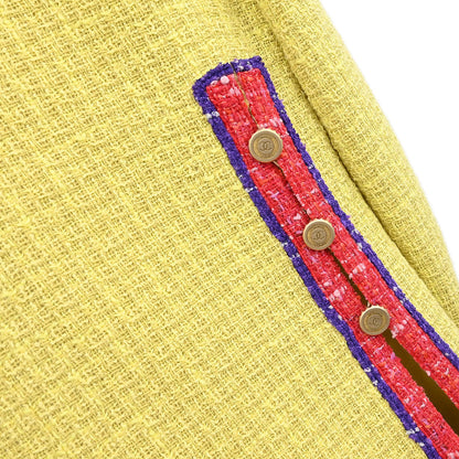 Chanel 2006 Collarless Jacket Tweed Yellow #38