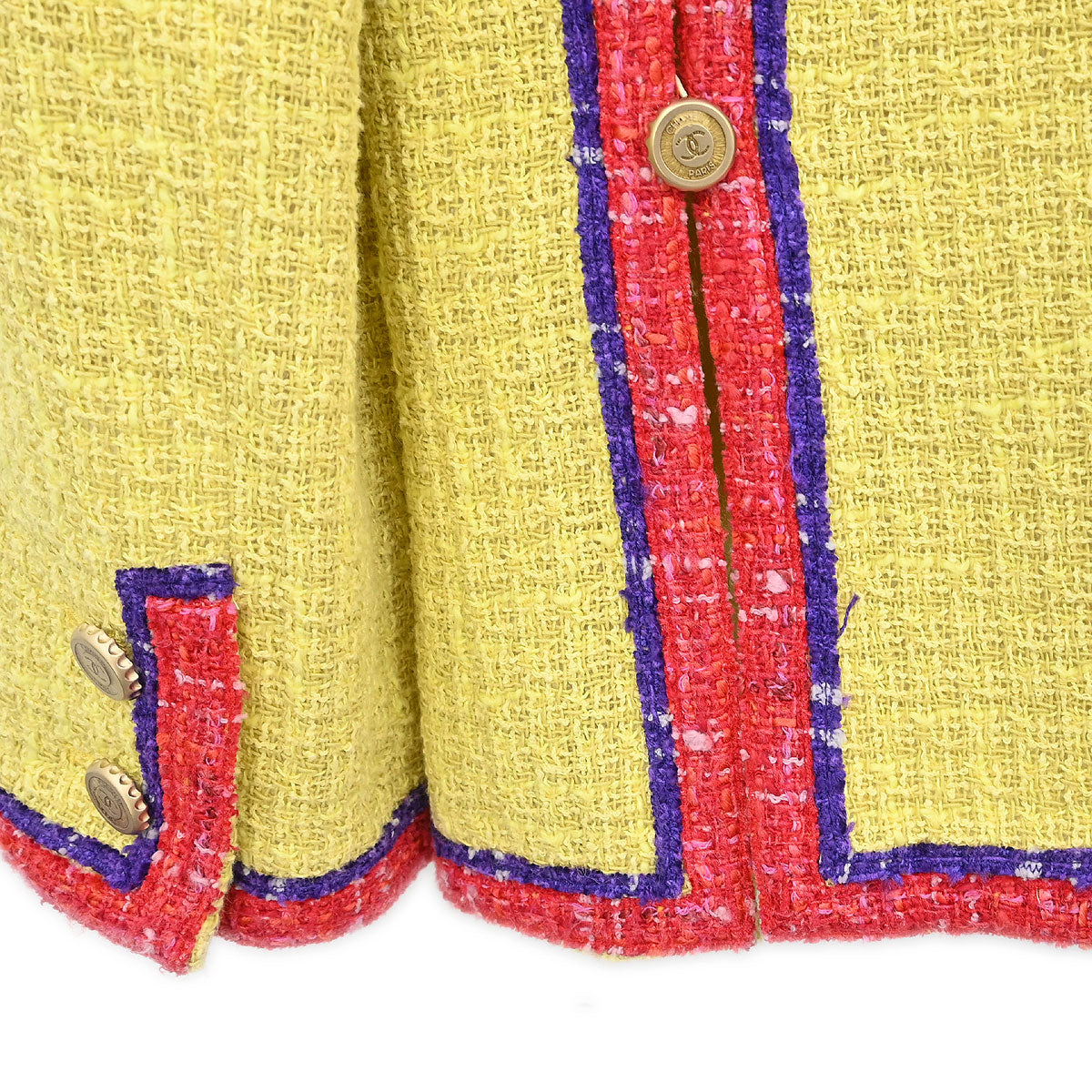 Chanel 2006 Collarless Jacket Tweed Yellow #38