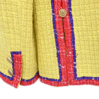 Chanel 2006 Collarless Jacket Tweed Yellow #38