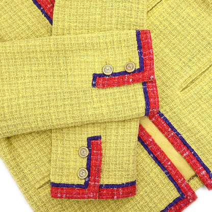 Chanel 2006 Collarless Jacket Tweed Yellow #38