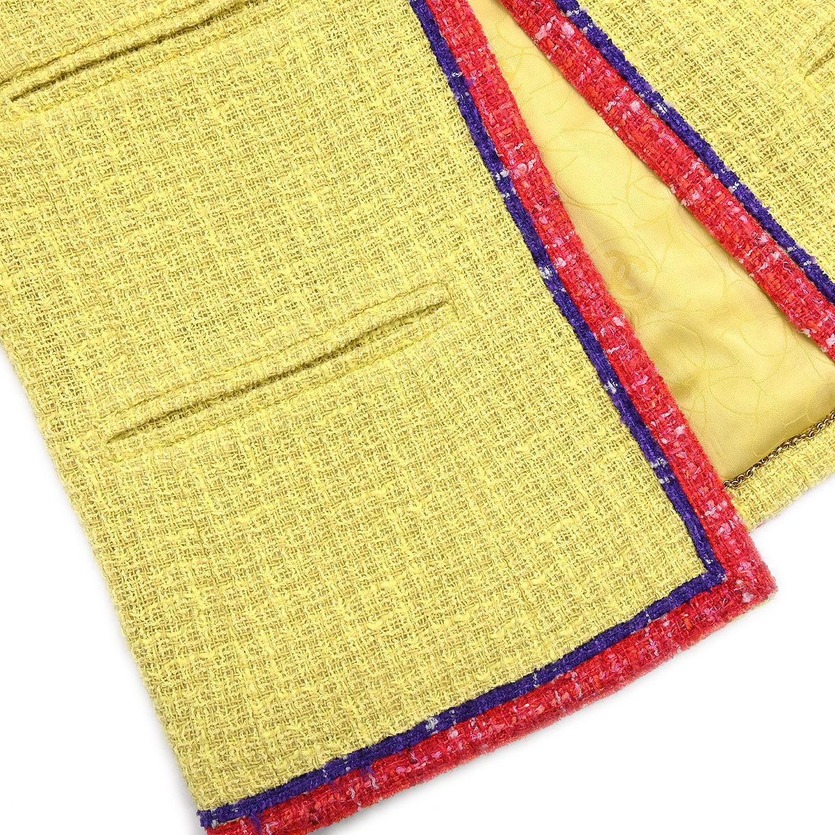 Chanel 2006 Collarless Jacket Tweed Yellow #38