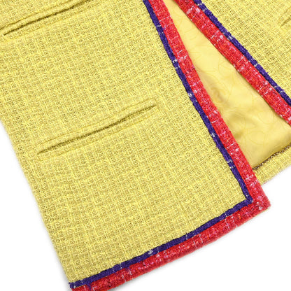 Chanel 2006 Collarless Jacket Tweed Yellow #38