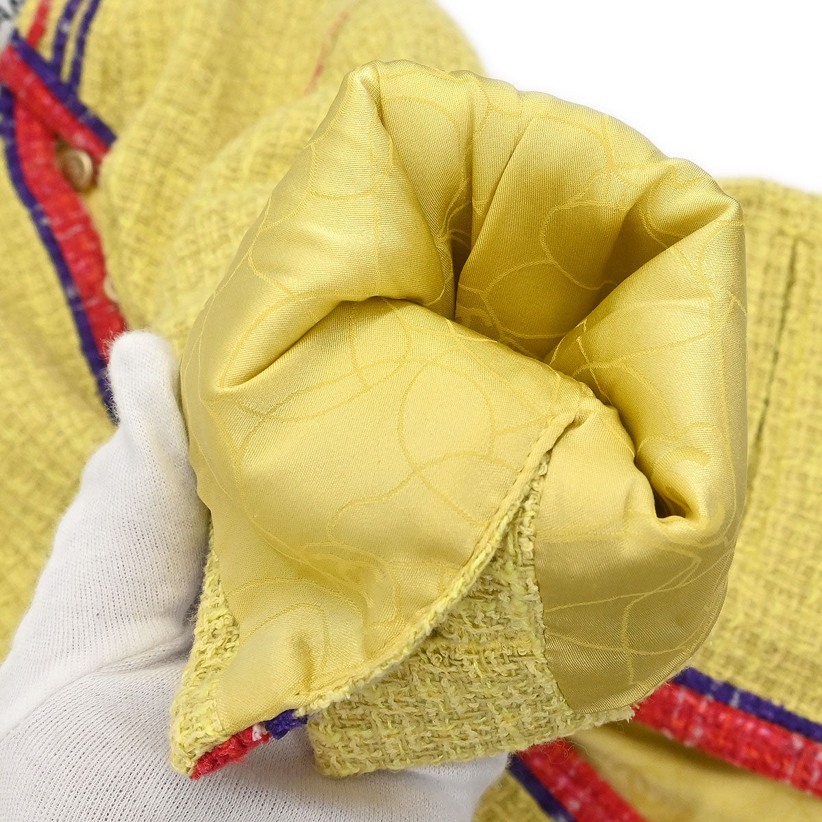 Chanel 2006 Collarless Jacket Tweed Yellow #38