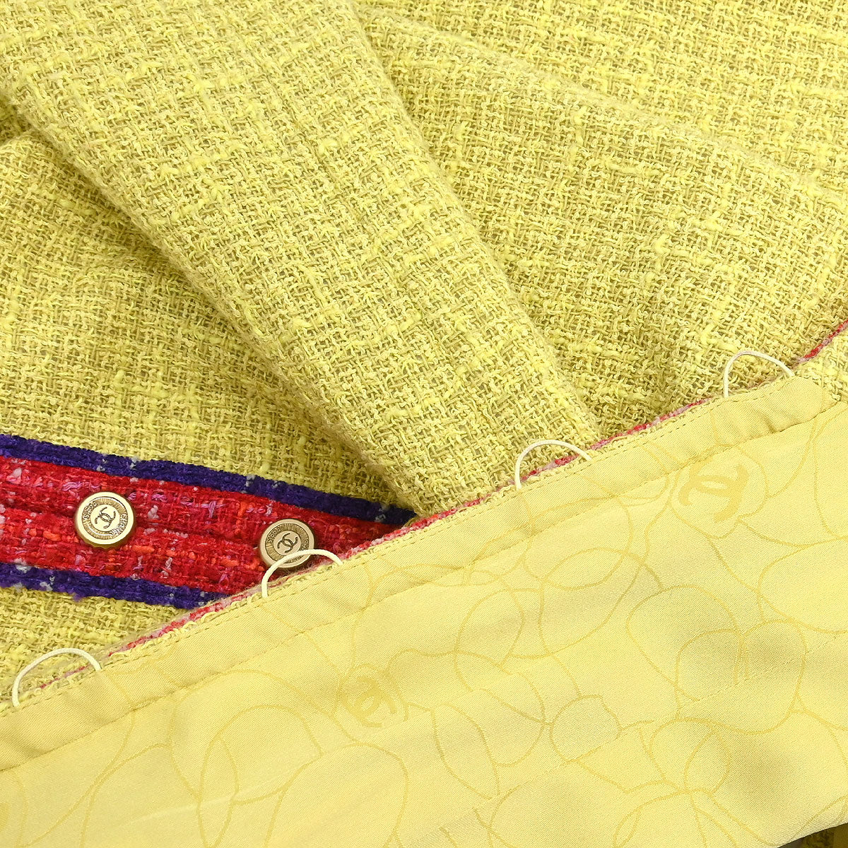 Chanel 2006 Collarless Jacket Tweed Yellow #38