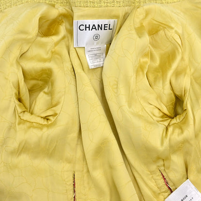 Chanel 2006 Collarless Jacket Tweed Yellow #38