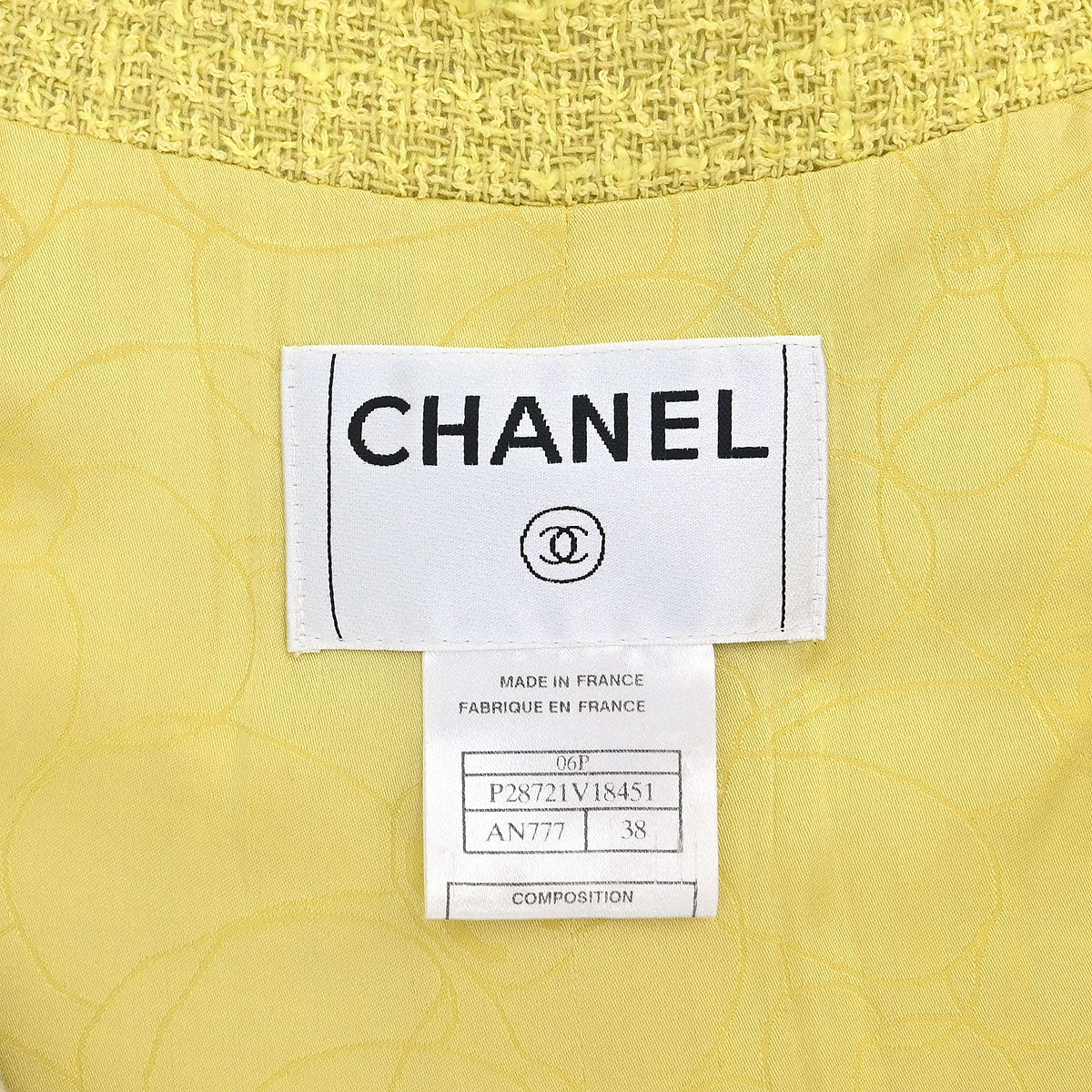Chanel 2006 Collarless Jacket Tweed Yellow #38