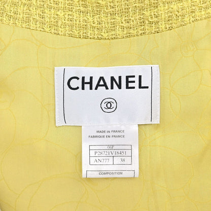 Chanel 2006 Collarless Jacket Tweed Yellow #38