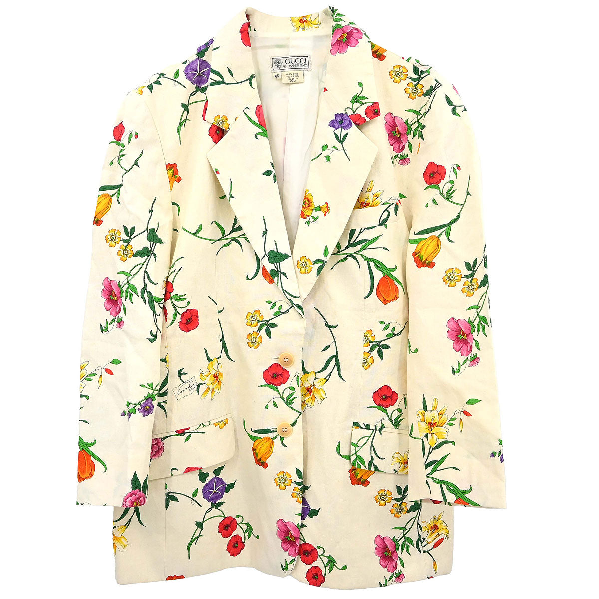 Gucci 1980s Botanical Print Linen Jacket #46