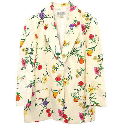 Gucci 1980s Botanical Print Linen Jacket #46