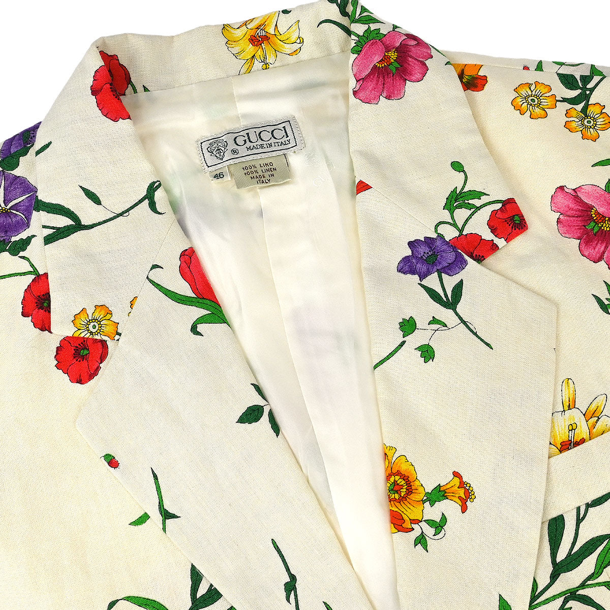 Gucci 1980s Botanical Print Linen Jacket #46