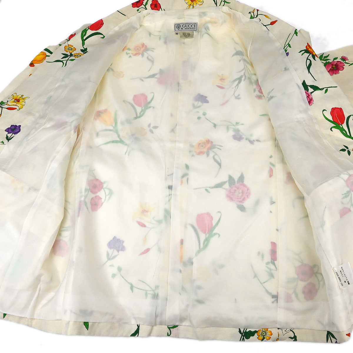 Gucci 1980s Botanical Print Linen Jacket #46
