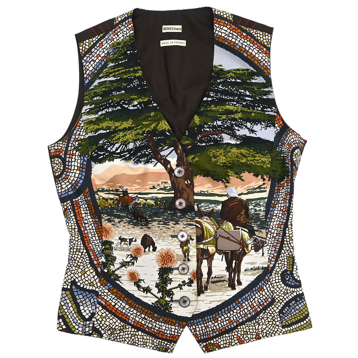 Hermes Sleeveless Jacket Vest Brown #36