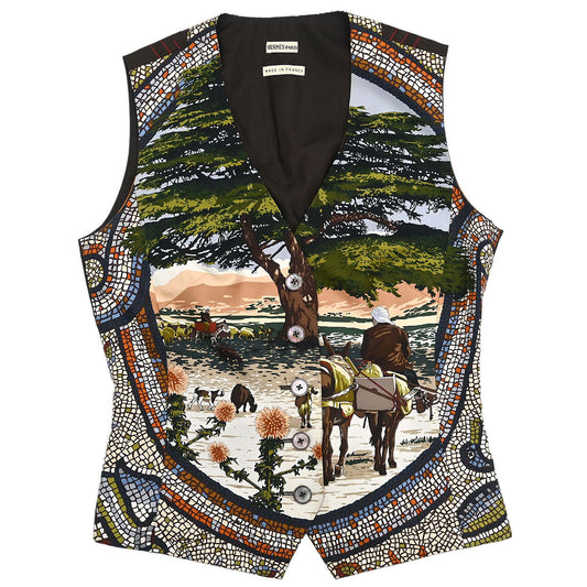 Hermes Sleeveless Jacket Vest Brown #36