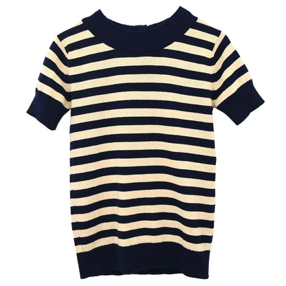 Chanel 1997 Set Cardigan Striped Top Beige #40