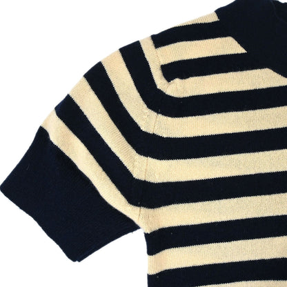 Chanel 1997 Set Cardigan Striped Top Beige #40