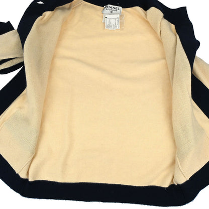 Chanel 1997 Set Cardigan Striped Top Beige #40