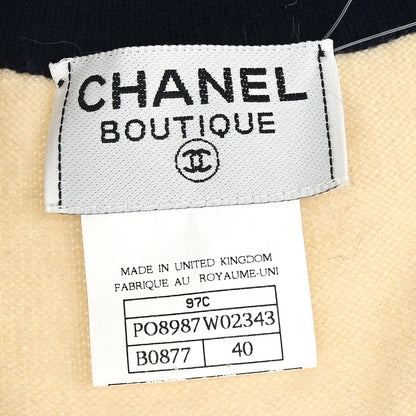 Chanel 1997 Set Cardigan Striped Top Beige #40