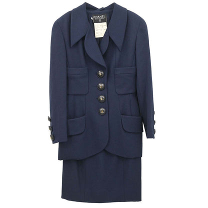 Chanel 1994 Setup Suit Jacket Skirt Navy #36