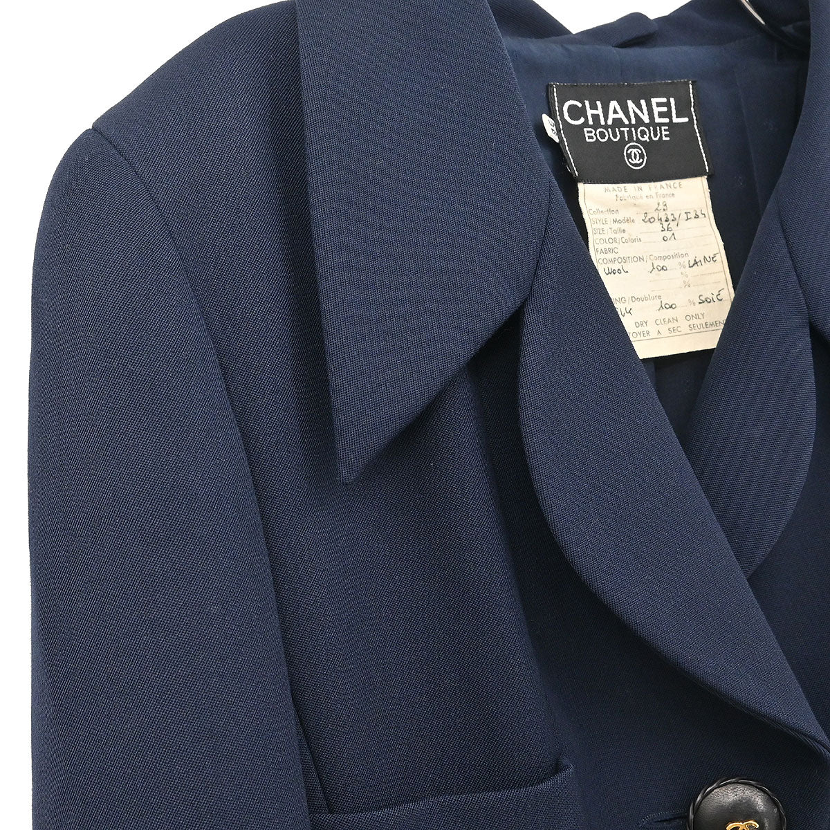 Chanel 1994 Setup Suit Jacket Skirt Navy #36
