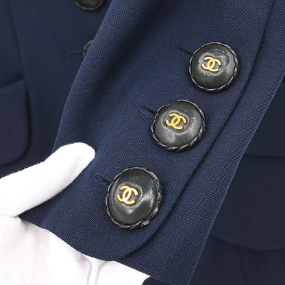 Chanel 1994 Setup Suit Jacket Skirt Navy #36