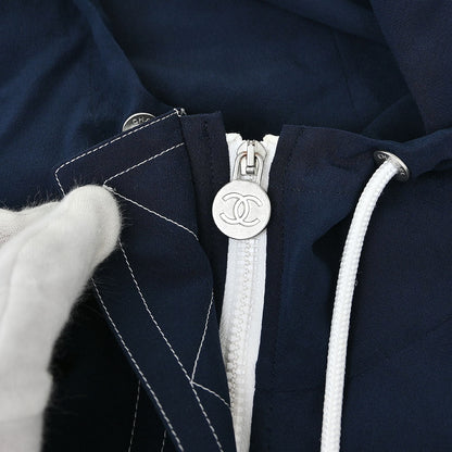 Chanel 2012 Single Breasted Zip Up Jacket Navy #38