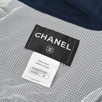 Chanel 2012 Single Breasted Zip Up Jacket Navy #38