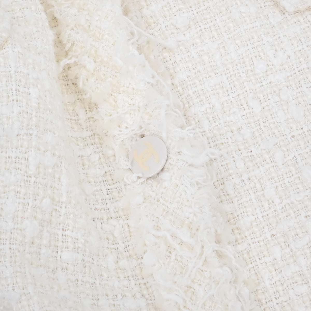 Chanel 2004 Setup Suit Jacket Skirt White Tweed #40 #42