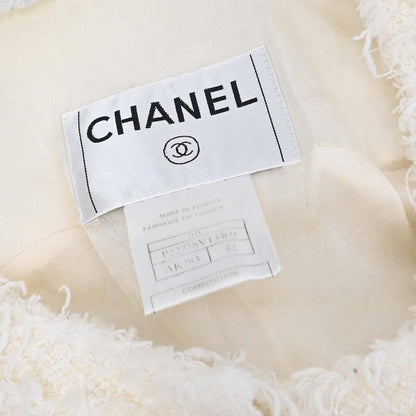 Chanel 2004 Setup Suit Jacket Skirt White Tweed #40 #42