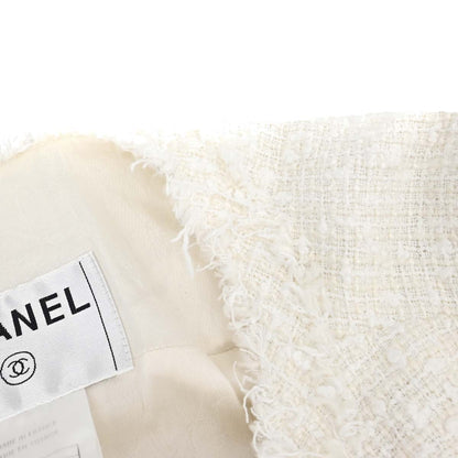 Chanel 2004 Setup Suit Jacket Skirt White Tweed #40 #42