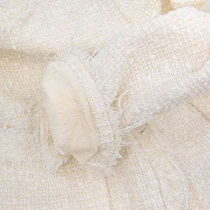 Chanel 2004 Setup Suit Jacket Skirt White Tweed #40 #42
