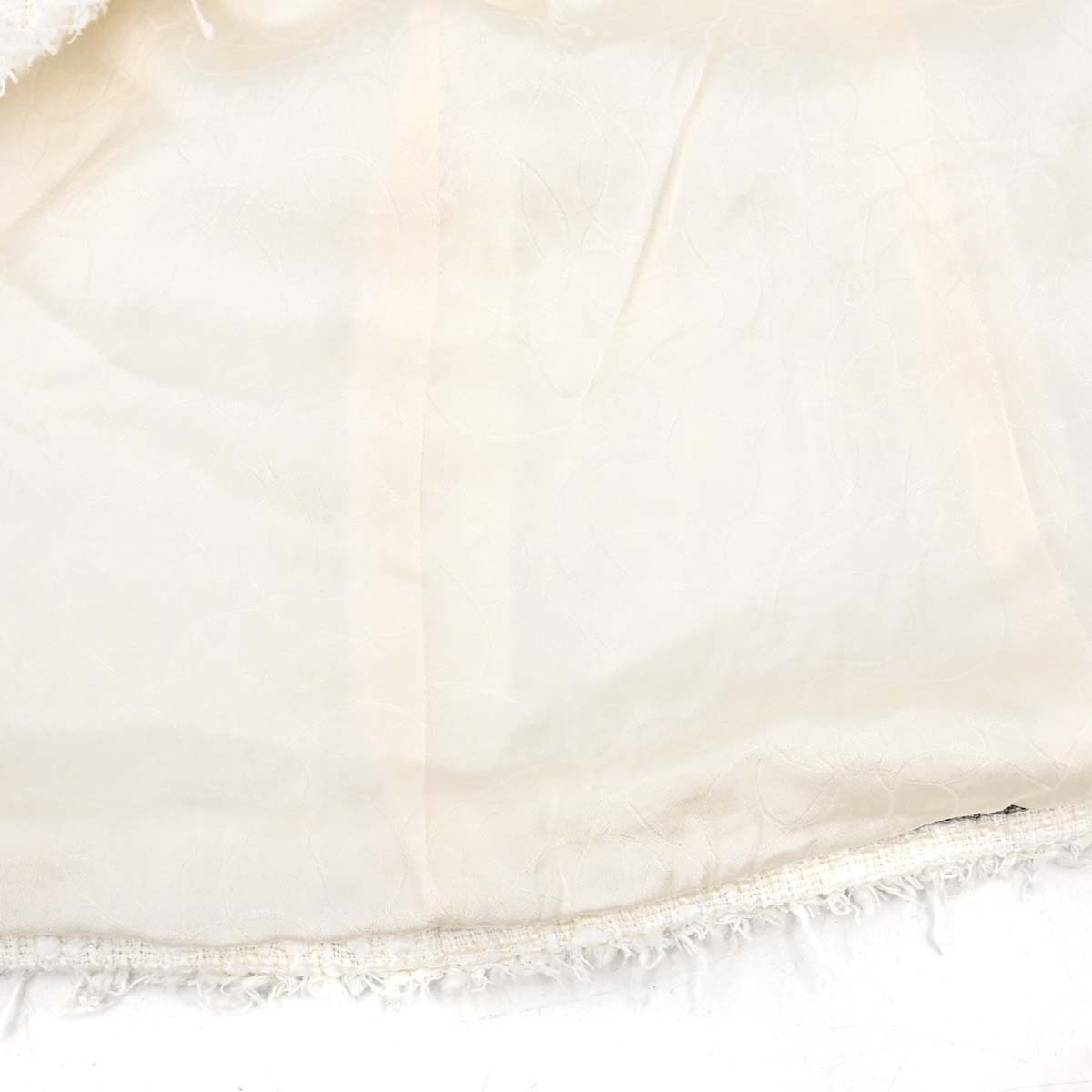 Chanel 2004 Setup Suit Jacket Skirt White Tweed #40 #42