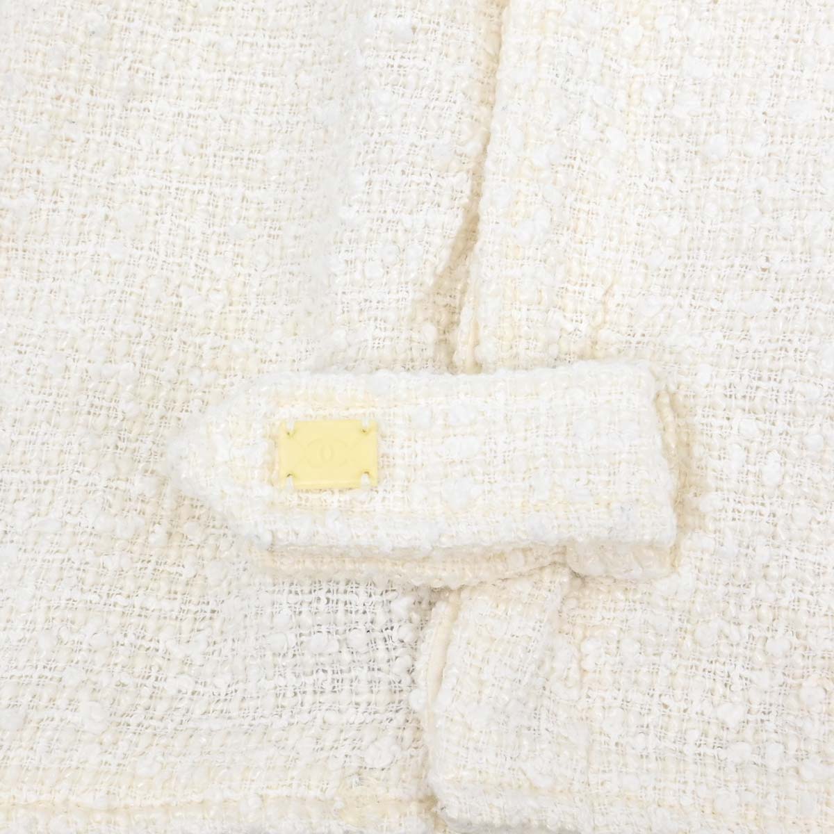 Chanel 2004 Setup Suit Jacket Skirt White Tweed #40 #42