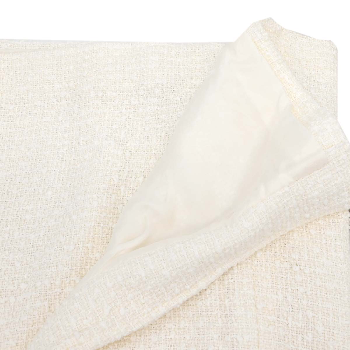Chanel 2004 Setup Suit Jacket Skirt White Tweed #40 #42