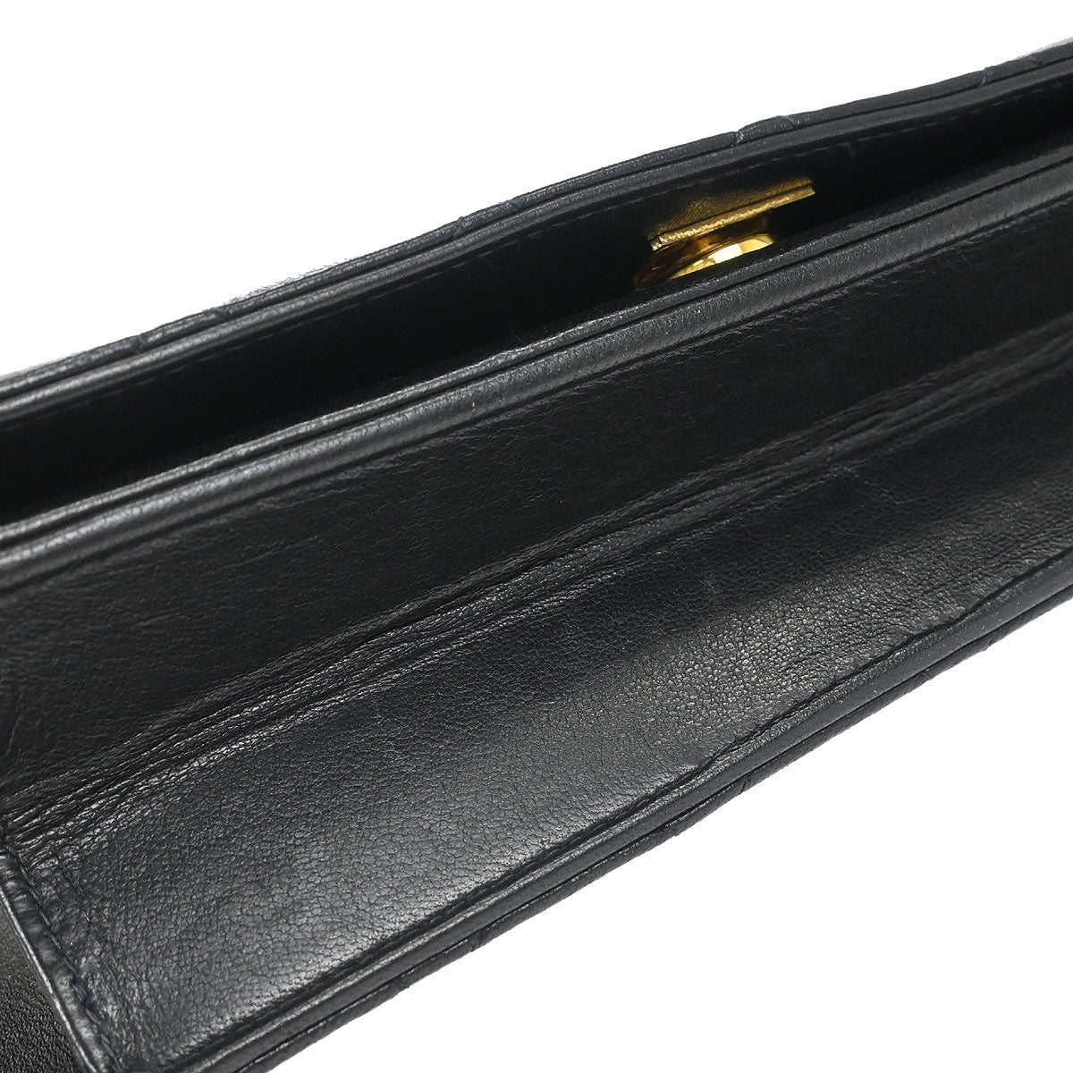 Chanel 1996-1997 Black Lambskin Pushlock Small Full Flap Shoulder Bag