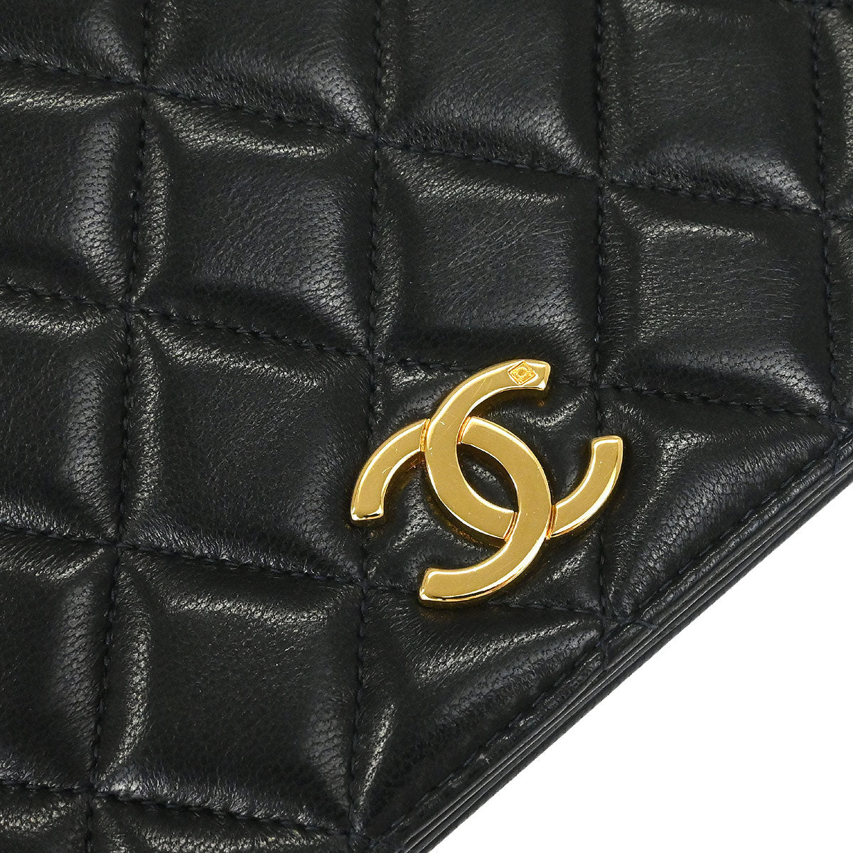 Chanel 1996-1997 Black Lambskin Pushlock Small Full Flap Shoulder Bag