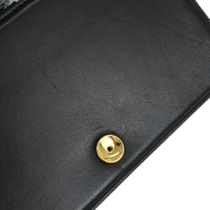 Chanel 1996-1997 Black Lambskin Pushlock Small Full Flap Shoulder Bag