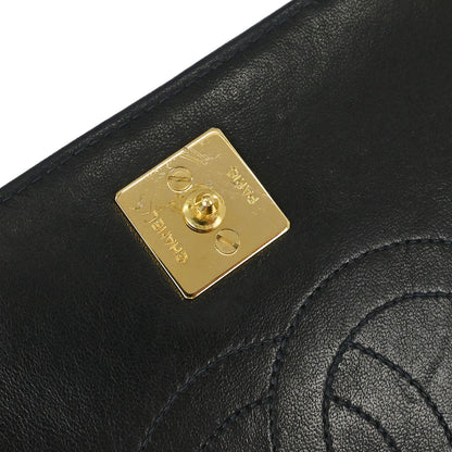 Chanel 1996-1997 Black Lambskin Pushlock Small Full Flap Shoulder Bag