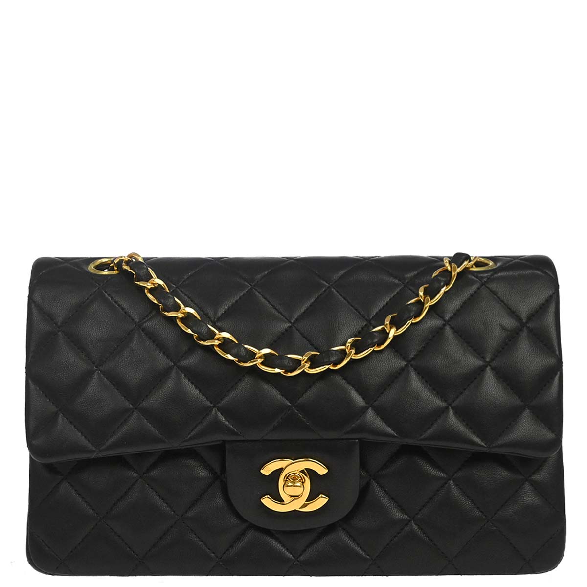 Chanel Black Lambskin Small Classic Double Flap Shoulder Bag