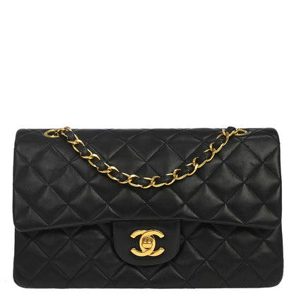 Chanel Black Lambskin Small Classic Double Flap Shoulder Bag